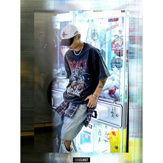 2ND CLOSET DRAGON BALL DESTROY WASHED PRINTED T-SHIRT