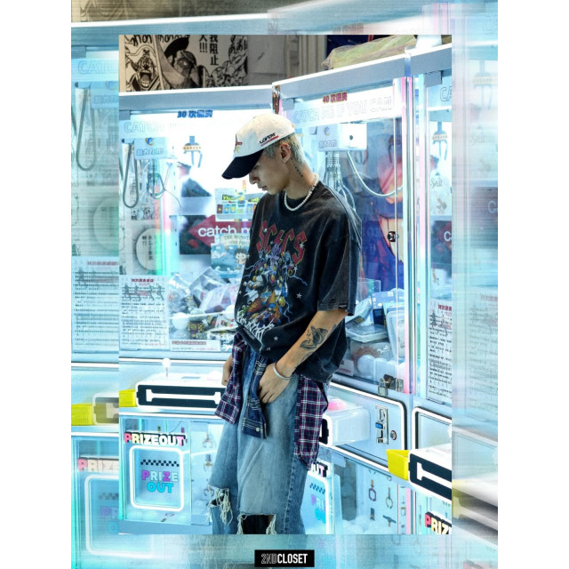 2ND CLOSET DRAGON BALL DESTROY WASHED PRINTED T-SHIRT