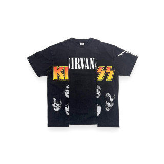 2ND CLOSET KISS THE BANDS RE-CONSTRUCTED WASHED T-SHIRT