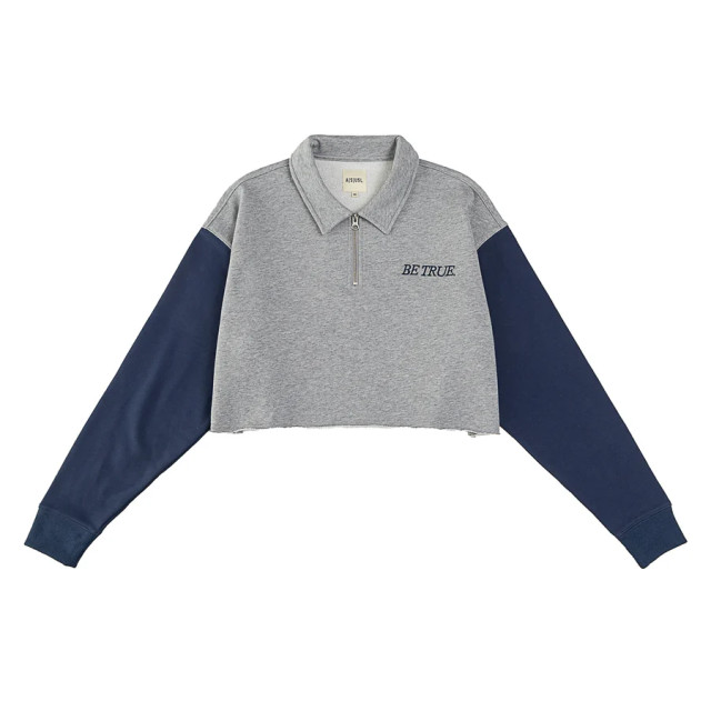 A[S]USL BE TRUE CROPPED POLO SWEATSHIRT