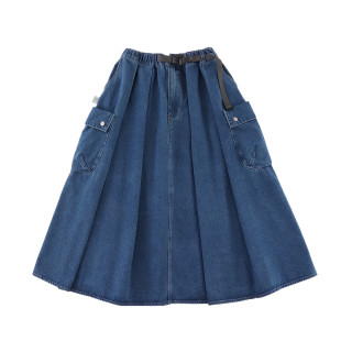 A[S]USL CARGO DENIM FLARE SKIRT