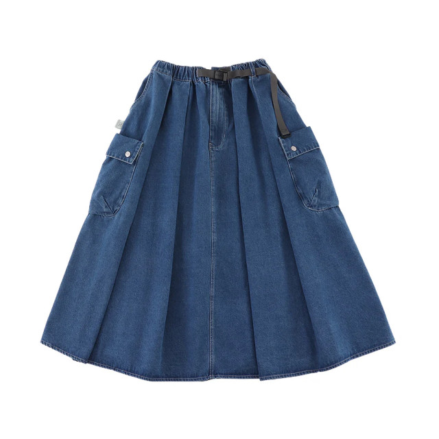 A[S]USL CARGO DENIM FLARE SKIRT