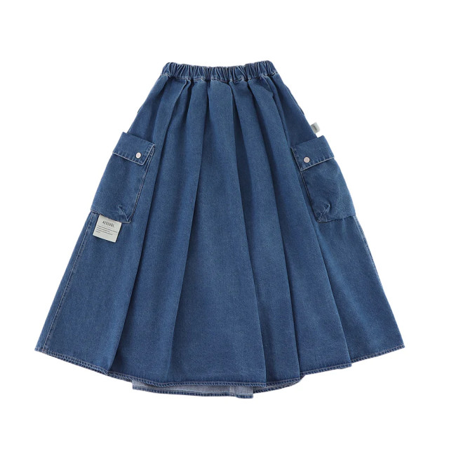 A[S]USL CARGO DENIM FLARE SKIRT