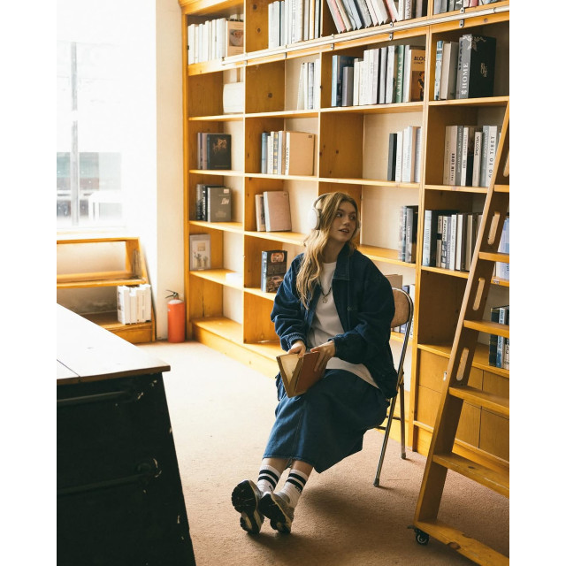 A[S]USL CARGO DENIM FLARE SKIRT