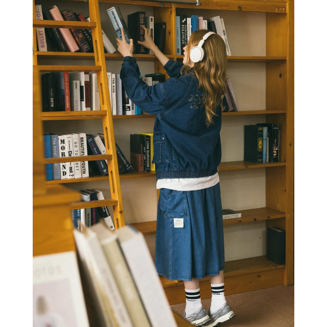 A[S]USL CARGO DENIM FLARE SKIRT