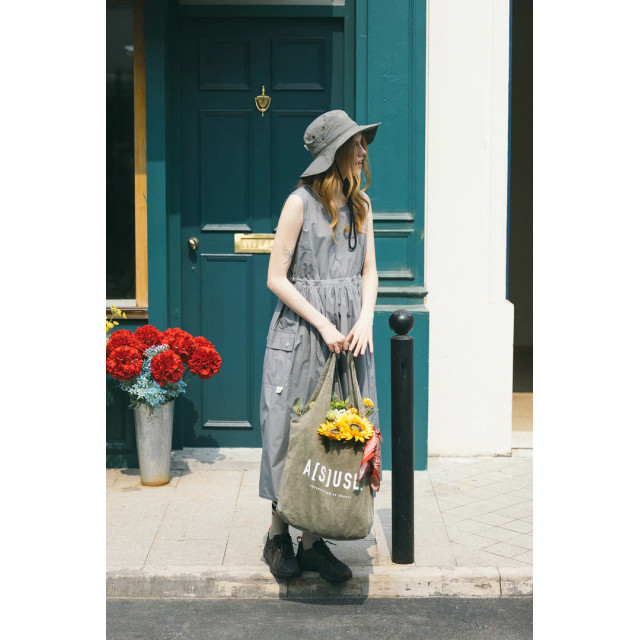 A[S]USL COTTON/NYLON POCKETS LONG DRESS