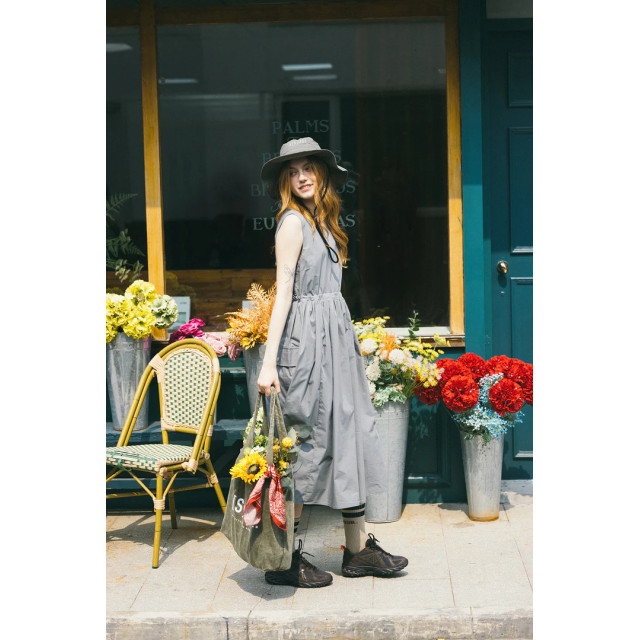 A[S]USL COTTON/NYLON POCKETS LONG DRESS