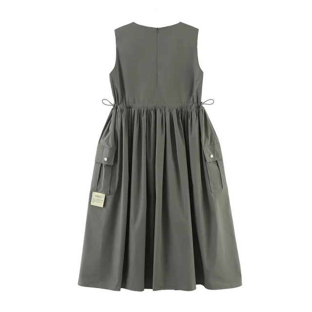 A[S]USL COTTON/NYLON POCKETS LONG DRESS