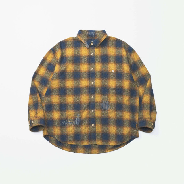 MADNESS JAZZ-NEP DISTRESSED FLANNEL BD SHIRT
