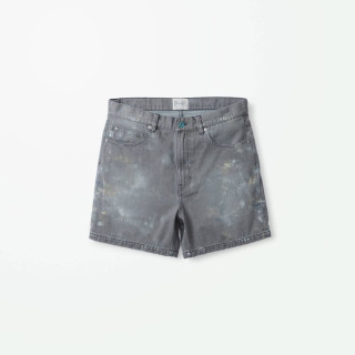 MADNESS SPLATTERED CRUSH DENIM SHORTS