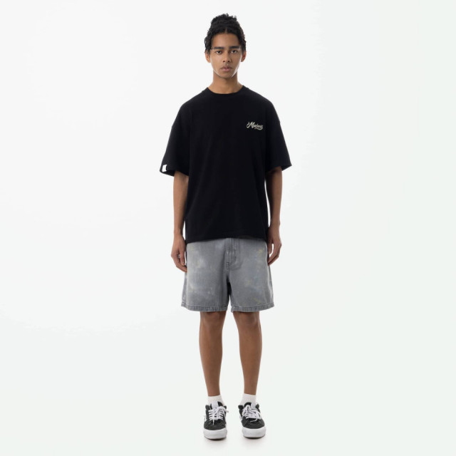 MADNESS SPLATTERED CRUSH DENIM SHORTS