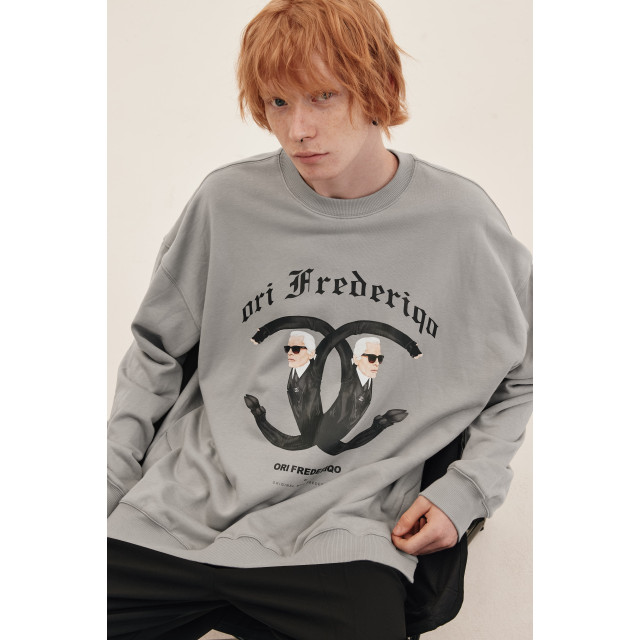 ORI FREDERIQO PRINTED SLIT SWEATSHIRT