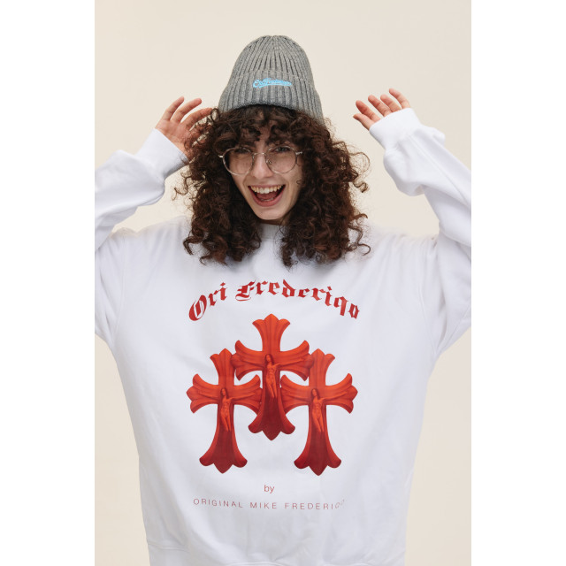 ORI FREDERIQO PRINTED SLIT SWEATSHIRT