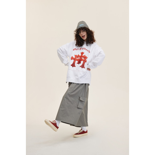 ORI FREDERIQO PRINTED SLIT SWEATSHIRT