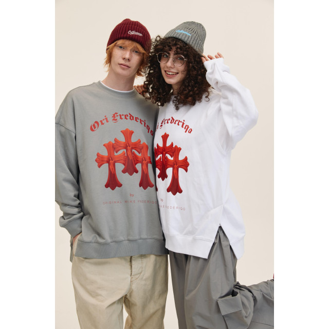 ORI FREDERIQO PRINTED SLIT SWEATSHIRT