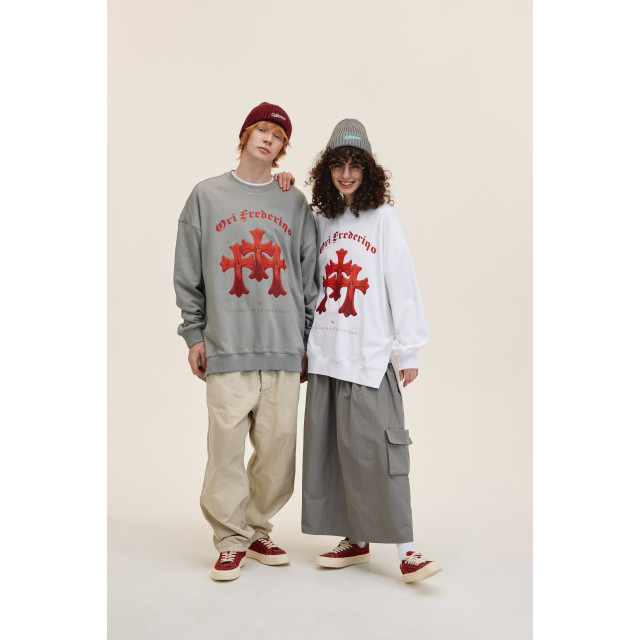 ORI FREDERIQO PRINTED SLIT SWEATSHIRT