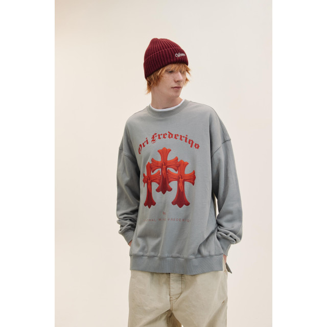 ORI FREDERIQO PRINTED SLIT SWEATSHIRT