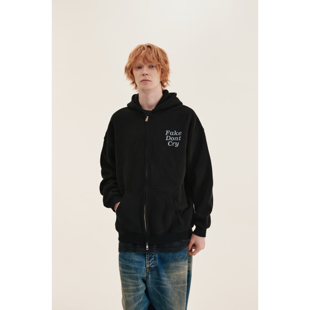 ORI FREDERIQO WASHED ZIP UP HOODED SWEATSHIRT