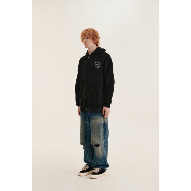 ORI FREDERIQO WASHED ZIP UP HOODED SWEATSHIRT