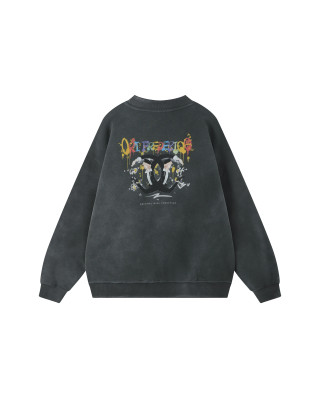 ORI FREDERIQO WASHED PRINT FLEECE CREWNECK SWEATSHIRT