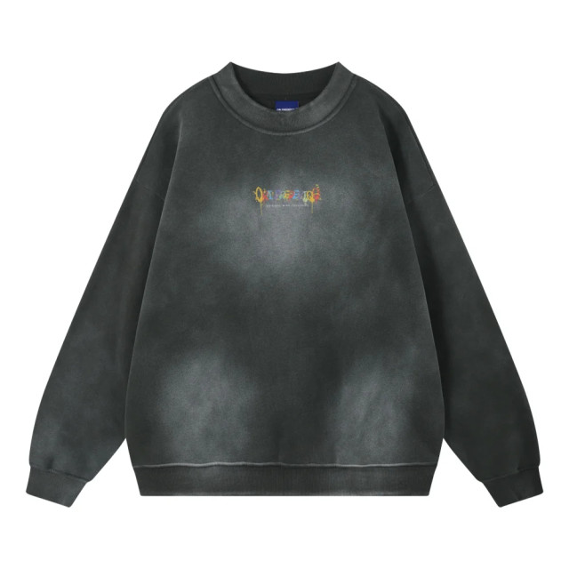 ORI FREDERIQO WASHED PRINT FLEECE CREWNECK SWEATSHIRT