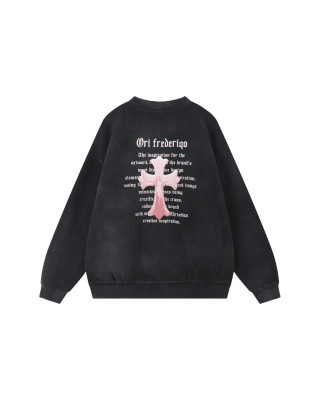ORI FREDERIQO WASHED PRINT FLEECE CREWNECK SWEATSHIRT