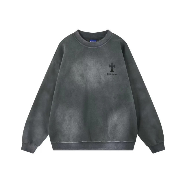 ORI FREDERIQO WASHED PRINT FLEECE CREWNECK SWEATSHIRTS