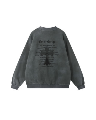 ORI FREDERIQO WASHED PRINT FLEECE CREWNECK SWEATSHIRTS