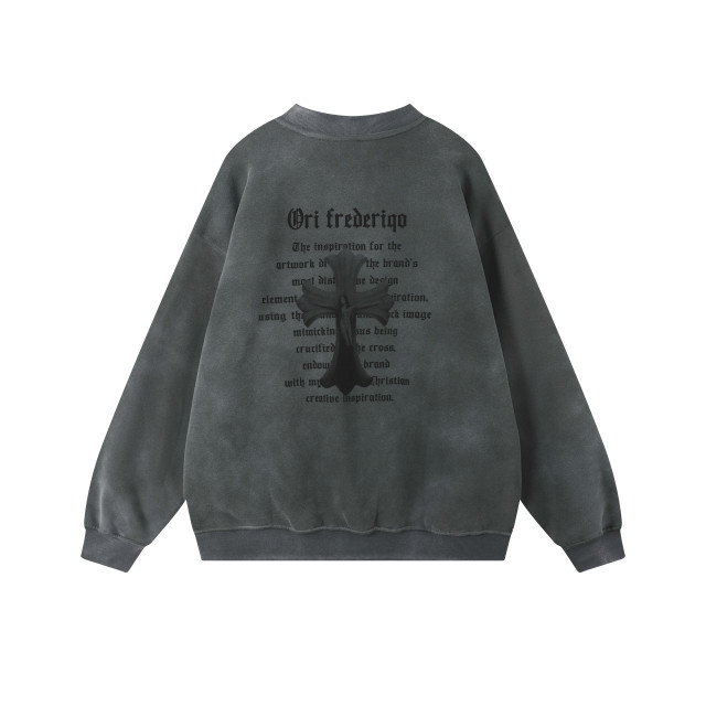 ORI FREDERIQO WASHED PRINT FLEECE CREWNECK SWEATSHIRTS